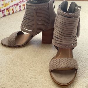 Light Grey Stacked Heels